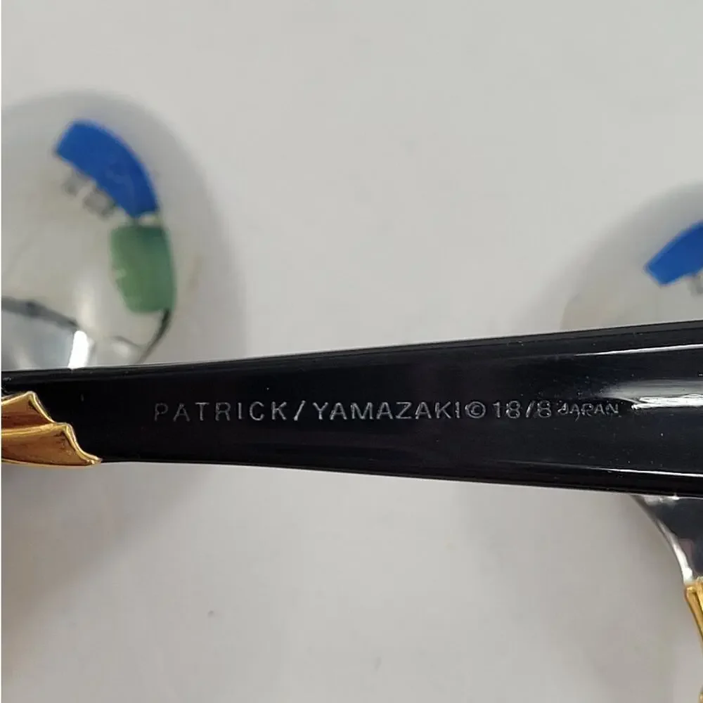 Yamazaki 18/8 Stainless LINDI Black Handle GOLD‎ Accent Vintage 4 Teaspoons